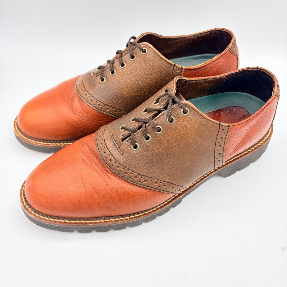 H.S. Trask American Bison Saddle Shoes Mens 9 M Brown Cognac Lug Sole Office